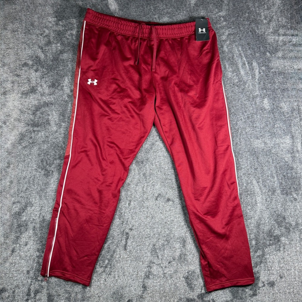 Under Armour Mens Command Warm Up Pants Red White 1383261 2XL NWT